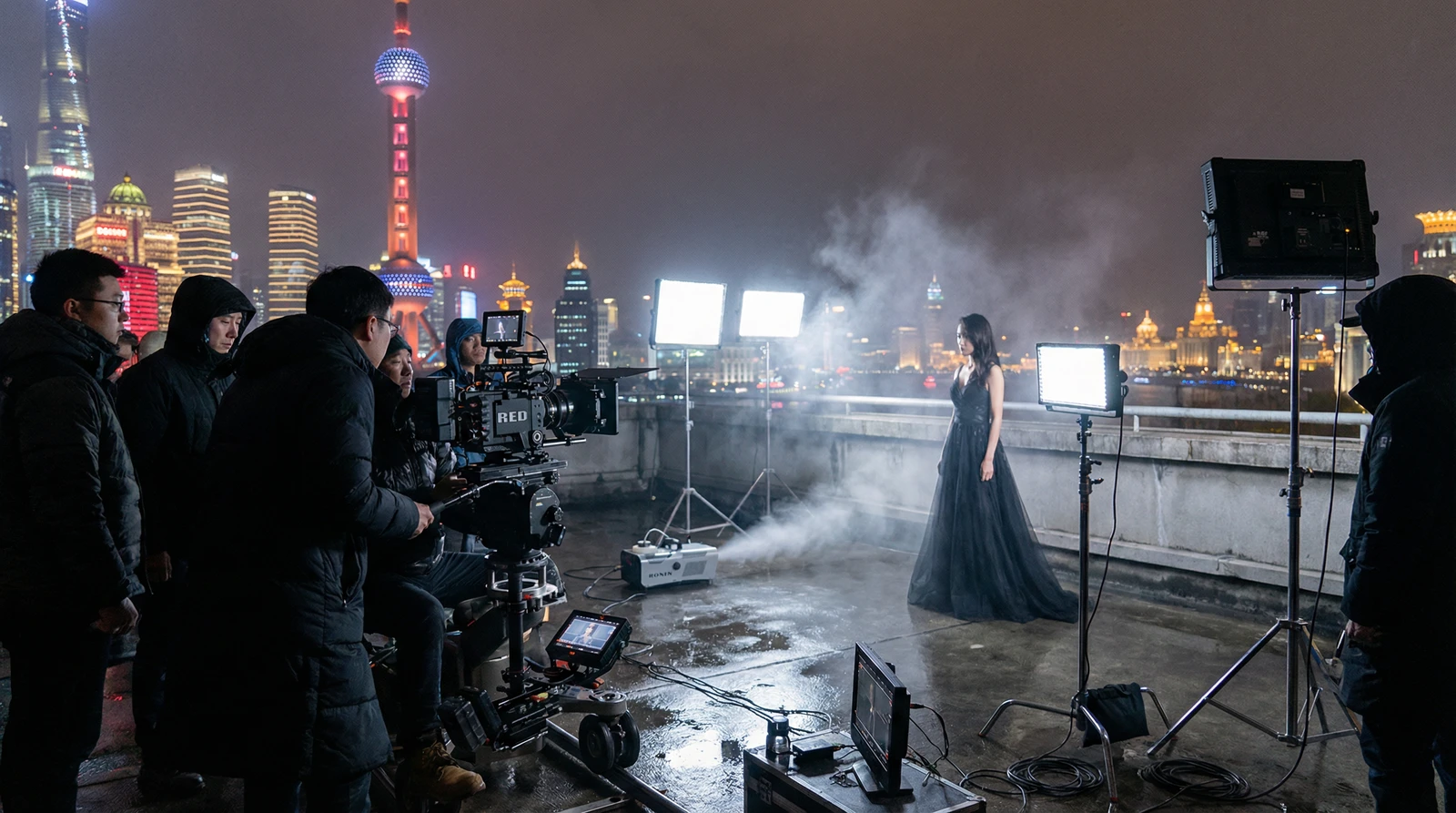 麻豆上海外滩夜景拍摄现场实况